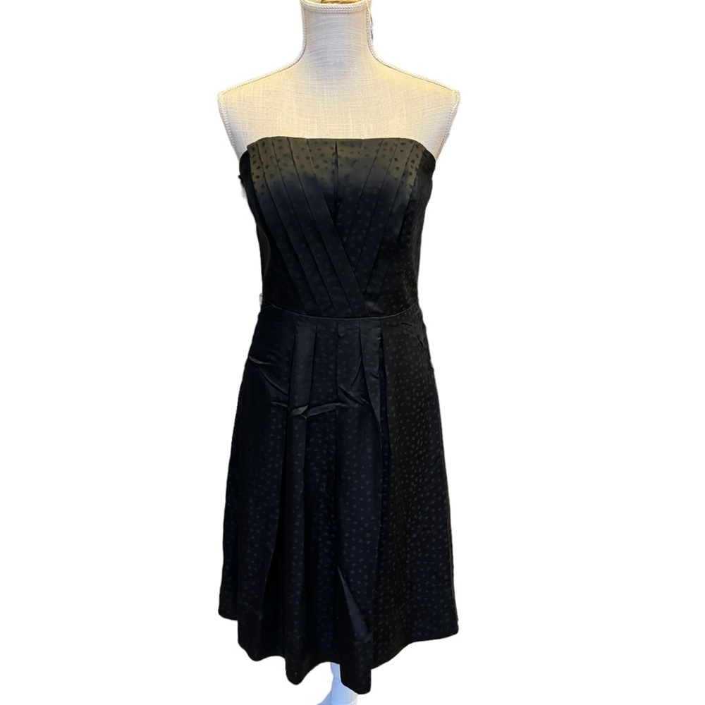 White house Black Market Womens Silk Strapless‎ Midi Little Black Dress Size 10